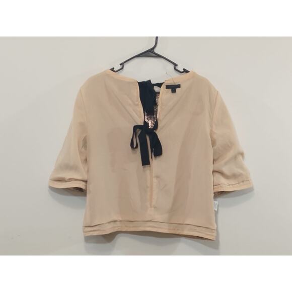 J. Crew Women’s Top Sequin Black Ribbon Zip Back Closure Gold MSRP $148 Size 8 - Picture 12 of 16